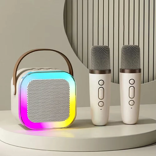 New K12 Karaoke Machine Portable Bluetooth Speaker With 1- Wireless Microphones HiFi Family Singing Loudspeaker Children's Gift